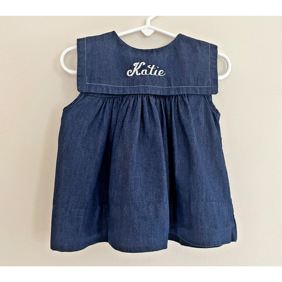 Jackie Tate Size‎ 18Months Embroidered "Katie" Denim Dress Blouse - Picture 2 of 8